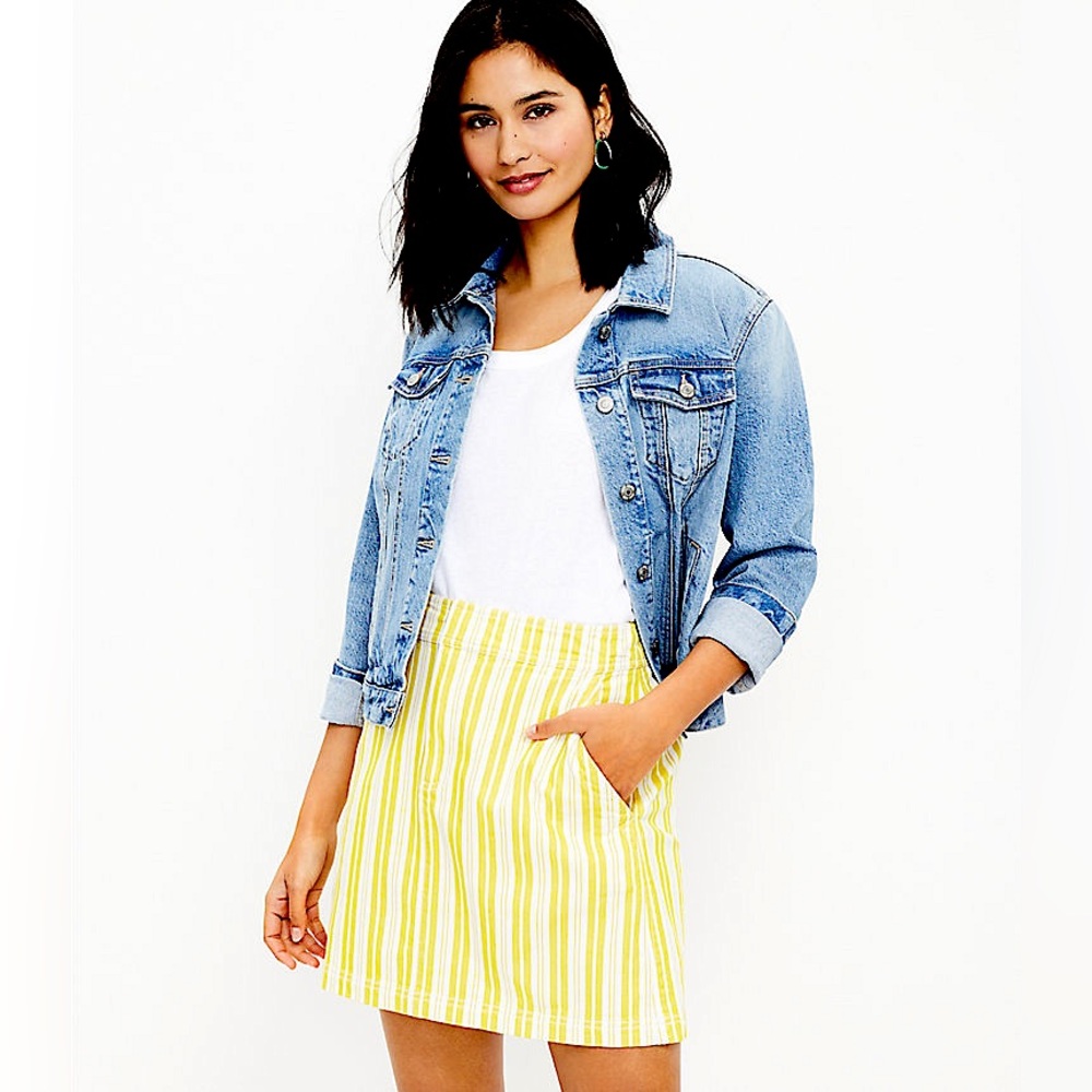 NWOT Loft Yellow Striped Pocket Shift Skirt